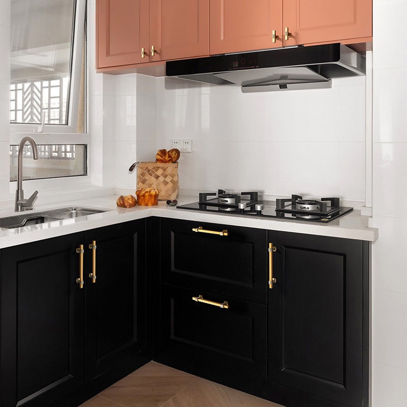 มือจับประตูตู้ ลิ้นชัก ตู้กับข้าว แบบอลูมิเนียมอัลลอยด์ สีทอง และสีดํา - รูปที่ 3