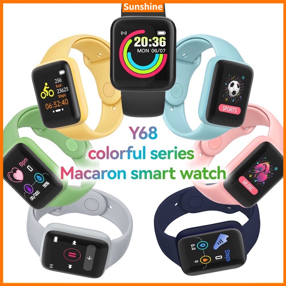 D20 SmartWatch Macaron Y68 กันน้ํา Water พร้อม Heart Rate PK X8/M6/M5/COLMI P8/X7/D18/116PLUS/T500/H