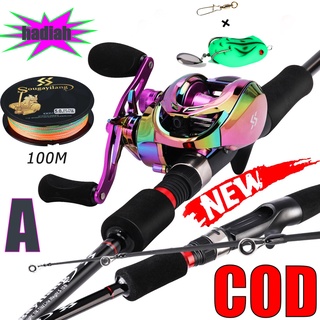 Sougayilang joran 1 set murah  Joran pancingan set lengkap 1.8 M/2.1 joran tegek Joran Pancing Dan 18 + 1BB 7.2: 1 Reel Pancing Casting Set  Lengkap ForJoran Pancing