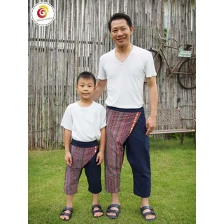 👖กางเกงเด็ก ผ้าฝ้าย ผ้าเยื่อไผ่ ทรงป้าย มีไซส์เด็กโต คู่พ่อลูก ชุดพื้นเมือง ใส่เป็นครอบครัว ไม่ซ้ำใคร ร้านออกแบบเอง