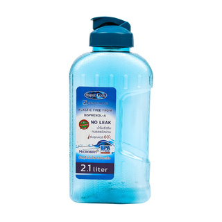 💥โปรสุดพิเศษ!!!💥 ขวดน้ำทรงเหลี่ยมพร้อมฝา 2,100 มล. SUPER LOCK รุ่น JCP-5210 ขนาด 13.5 x 8.5 x 29.5 ซม. สีฟ้า Other Food