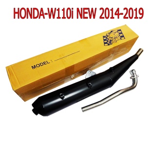 A NEW SALE ท่อไอเสีย ท่อผ่าหมก ปลายดำ คอสแตนเลสแท้เกรดA 26 MM สำหรับ มอเตอร์ไซด์ HONDA-W110i NEW 2014-2019 ตรงรุ่น