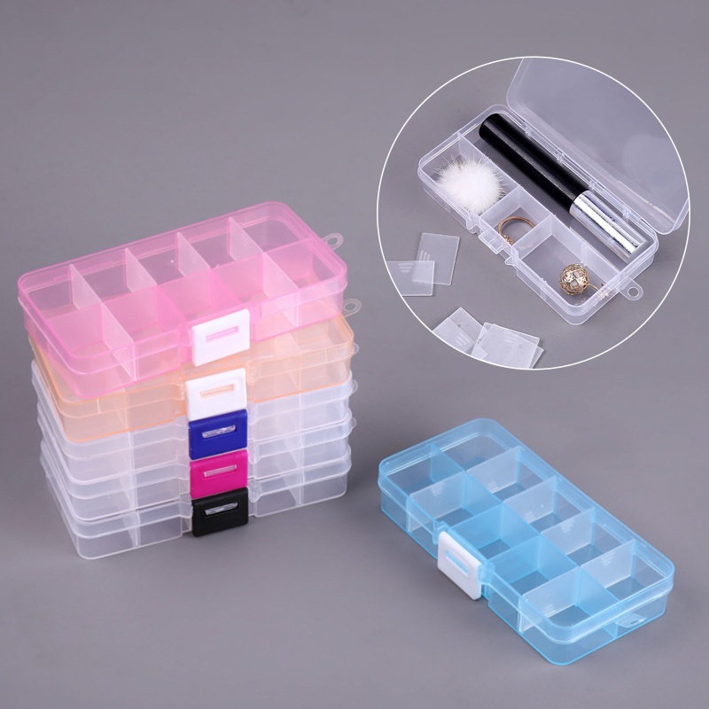 Clear Plastic Storage Box 10 Compartment with Sealing Lid Container for Case