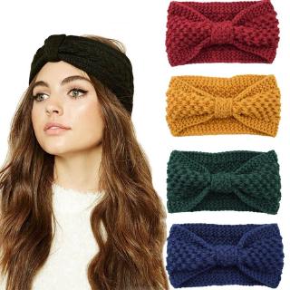 Knitted Hair Band Wool Bow Headband Womens Autumn and Winter Warm Hair hoop