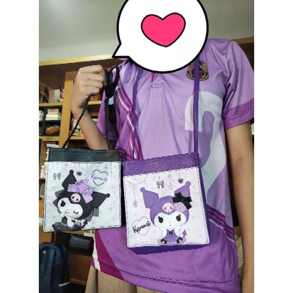 Sanrio  Kuromi กระเป๋าสะพายไหล่คุโรมิ 2 ใบ สีดำ สีม่วง