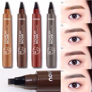 🌈เขียนคิ้วเนื้อเจลสูตรกันน้ำ ไม่ลอก ไม่เยิ้ม Novo Tattoo Brow Liquid Eyebrow Pencil