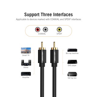 Vention (VAB-R09) RCA Audio Cable RCA to RCA Male to Male Stereo Video Cable Metal Type Coaxial Cable( 1m 1.5m 2m )