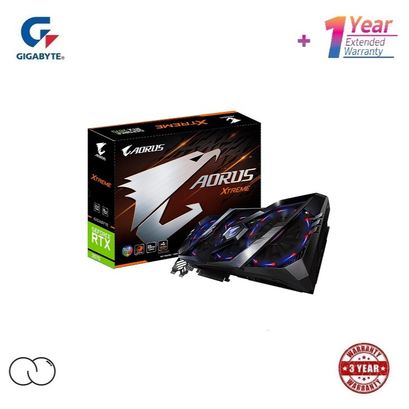 กราฟิกการ์ด GIGABYTE Nvidia GeForce RTX 2070 AORUS XTREME 8GB GDDR6 GPU / RGB Fusion 2.0 / GV-N2070A