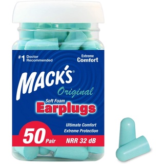 Macks Original 50คู่ Earplugs ที่อุดหูเวลานอนที่ดีที่สุด ปลั๊กอุดหู พร้อมส่ง กันเสียง32เดซิเบล Macks Foam Ear plugs 50