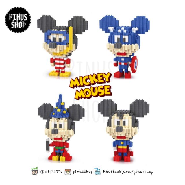 Lego nanoblock Linkgo Mickey &amp; Minnie Mouse Cosplay Set Size L ตัวต่อ เลโก้นาโน มิกกี้เม้าส์ มินนี่เม้าส์ คอสเพลย์ ฮีโร่