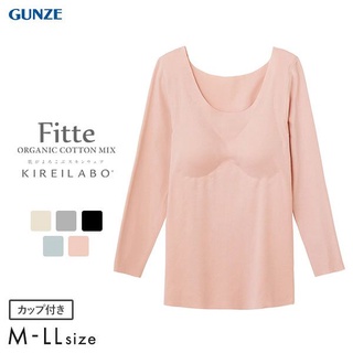 Direct from Japan [GUNZE] 8/10-Sleeved Innerwear w/Padded Kirei Labo Fitte Cotton Blend Perfectly Sewn Innerwear Womens