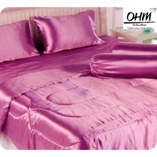 OHM ผ้านวมคู่ 70 นิ้ว x 90 นิ้ว ผ้าเครปซาติน 220 เส้น (สีชมพู)