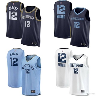 เสื้อกีฬาแขนกุด ลายทีม NBA Jersey Memphis Grizzlies No.12 Morant 2022 พลัสไซซ์