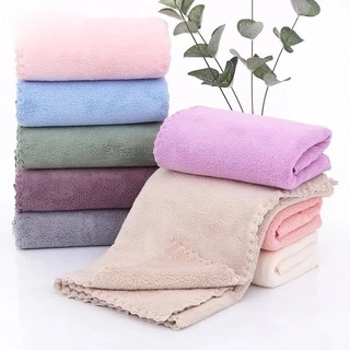 MJP-01 【ขนาด 35x75 ซม】ผ้าขนหนูขนเป็ด สำหรับเช็ดผม ไม่ใช่ผ้าผืนใหญ่ สีพื้น ไม่กุ้นขอบ นุ่ม ไม่บาดผิว
