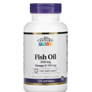 Fish Oil(21st Century) 1,000 mg, 120 Softgels 🔥 460.- คุ้มค่าที่สุด 🔥 นำเข้า มาตราฐานจาก USA ของแท้ 100% หมดอายุ  12/23