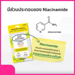 Curesys Niacin Acvita White Patch 18 dots แผ่นแปะสิว ดูดซับสิวพร้อมลดรอย ดูดเกลี้ยง แผ่นบาง เนียน ติดแน่น