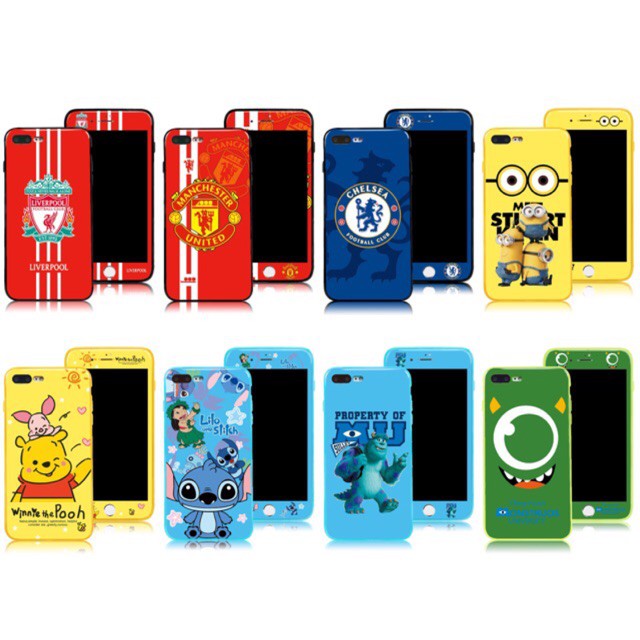 เคสและซองมือถือเคส+ฟิล์ม กระจกลายการ์ตูนลายใหม่ iPhone 8ลาย รุ่น iPhone5 iPhone6 iPhone6plus 7 Plus