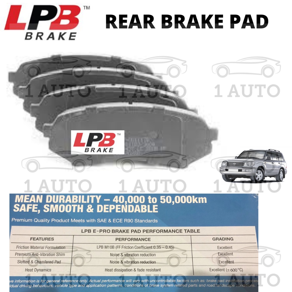 LPB E-PRO SEMI METALLIC REAR BELAKANG BRAKE PAD TOYOTA LANDCRUISER UZJ100 4.7 HDJ100 4.2 HDJ101