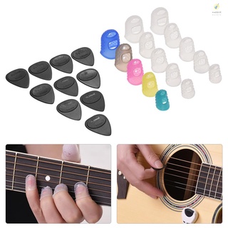 [On Sale] Guitar Accessories Kit Includes 15pcs Silicone Guitar Finger Protectors + 10pcs Guitar Picks for Acoustic Guitar Beginners