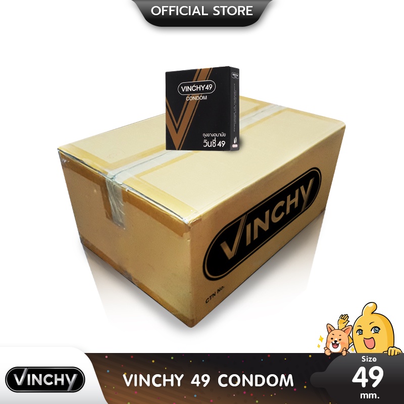 Vinchy 49 ถุงยางอนามัย ผิวเรียบ สวมใส่ง่าย ฟิตกระชับเข้ารูป ขนาด 49 มม. บรรจุ 1 ลัง (240 กล่อง)