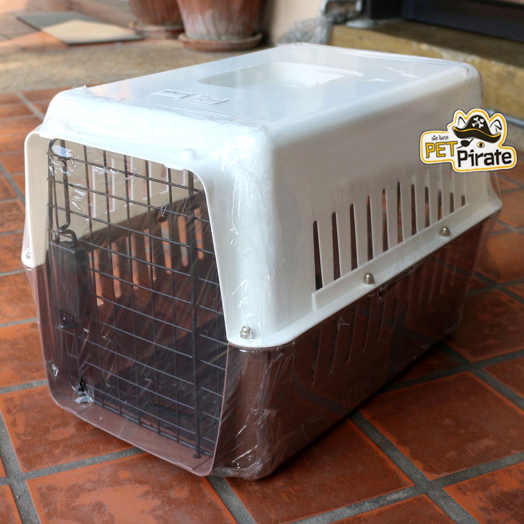 Pet Carrier กรงพลาสติกเดินทาง พร้อมถาดรอง กรงเดินทาง แข็งแรง ไม่ร้อน ระบายอากาศได้ดี กรงหมา กรงแมว [Size M]