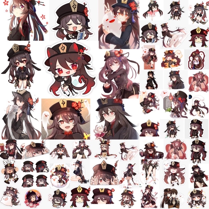 สติ๊กเกอร์ Hutao genshin impact 60 ภาพกดไหมที่แตกต่างกัน / สติ๊กเกอร์ genshin impact Hutao