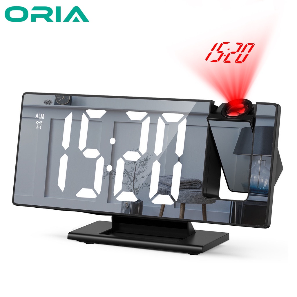 Oria 180° นาฬิกาปลุกดิจิทัล พร้อมหน้าจอ LED 7.8 นิ้ว เลื่อนปลุกได้ โหมดกลางคืน อุณหภูมิ วันที่