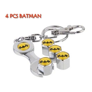 จุกปิดลมยางพร้อมประแจ ฝาปิดจุกลม ยางรถยนต์ 4 PCS ฺBATMAN พร้อมประเเจ