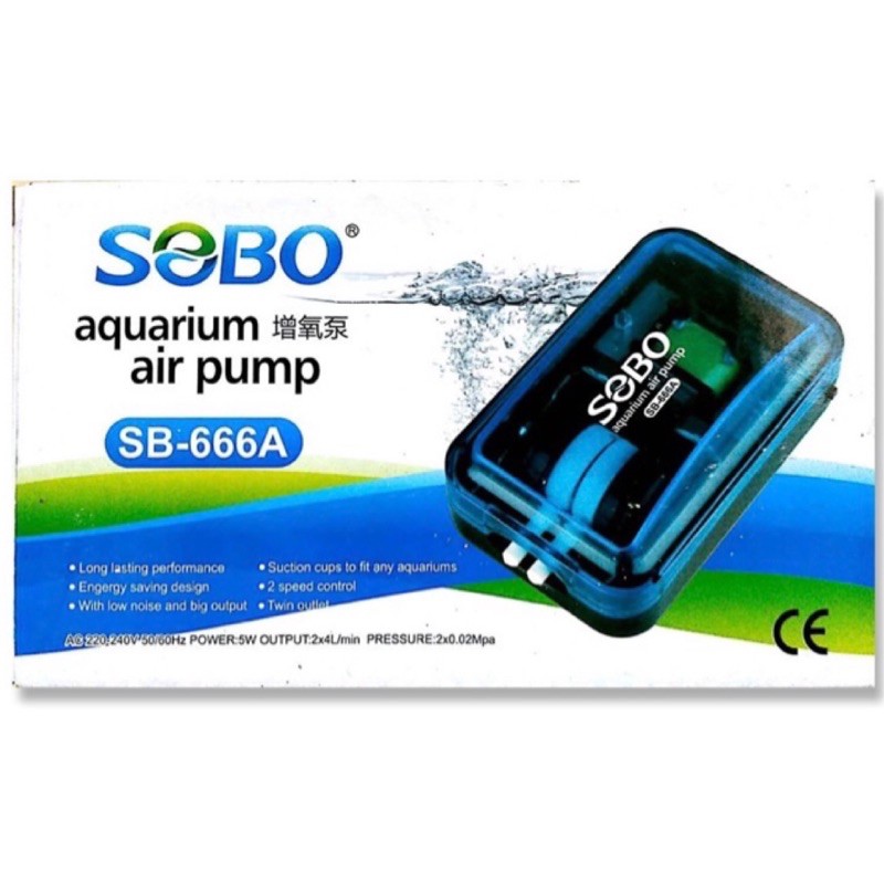 ปั๊มลม ปั๊มออกซิเจน 2 ช่องทาง SOBO SB 666A