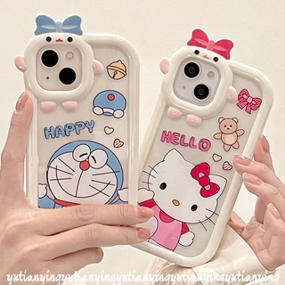 เคสโทรศัพท์มือถือแบบนิ่ม ลายการ์ตูนโดเรม่อน 3D ผูกโบว์ สําหรับ VIVO Y35 Y22 Y15s Y12i Y20 Y21s Y21T Y21 Y15A Y01 Y33T Y15 Y12s Y12 Y11 Y30 T1X Y33s Y12A Y20G Y21A Y30i
