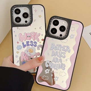 เคสโทรศัพท์มือถือ แบบกระจก ลายคําอวยพรภาษาอังกฤษ สําหรับ Iphone 14 14plus 14pro 14promax