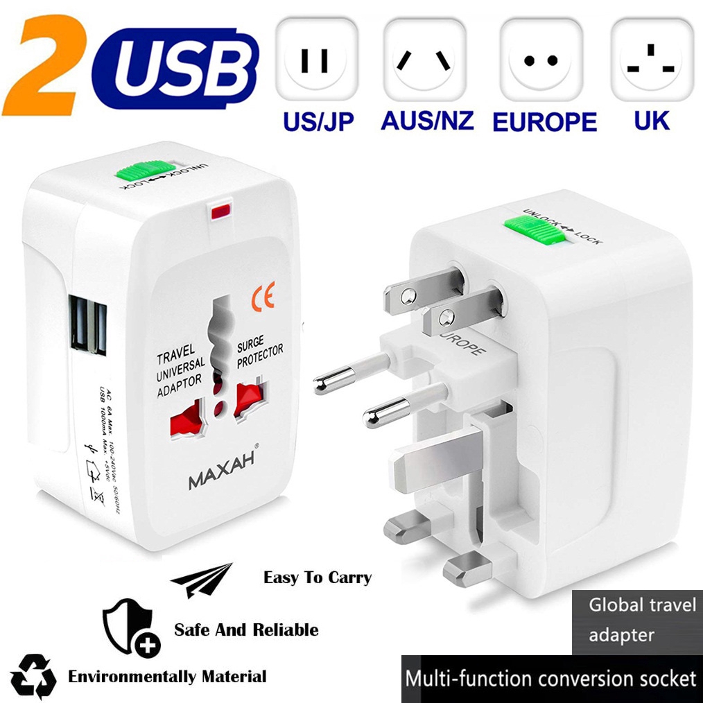 Safety Travel Charger Multi Conversion Plug Adapter Socket Converter AU/UK/US/EU 