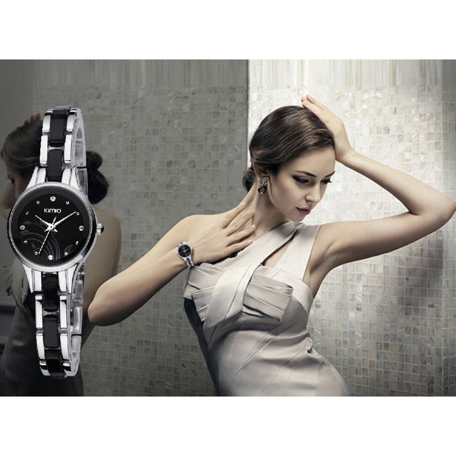 Kimio นาฬิกาข้อมือผู้หญิง น่ารักเรียบหรู สายเซรามิค Alloy K450
