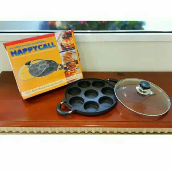 100% ORI Happy Call Teflon Mini Martabak แม่พิมพ์เค้กกระทะ 12 / 8 / 7 หลุม + ฝาแก้ว