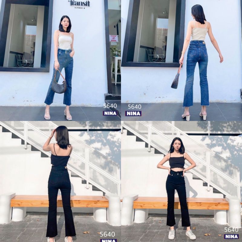 NN-ST 5640กางเกงยีนส์ สองกระดุมขาม้านิดๆเอวสูงปรี๊ด ดีเทลแน่นแต่งขอบขาดรุ่ยเก๋ๆ ผ้ายืด เก็บทรงสวยมากเลยจ้า