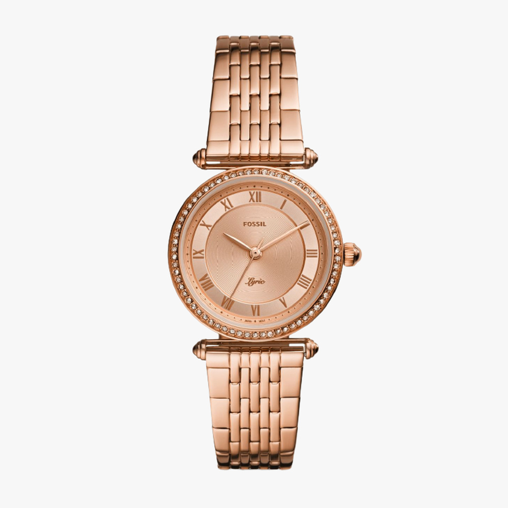 Fossil นาฬิกาข้อมือผู้หญิง Fossil Lyric Three-Hand Watch Rose Gold รุ่น ES4711