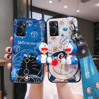 เคสOPPO A77 5G A76 A96 New 2022 ซิลิโคน ลายการ์ตูนโดเรม่อนน่ารัก พร้อมสายคล้องคอ สําหรับ เคสโทรศัพท์OPPO A96 OPPO A76