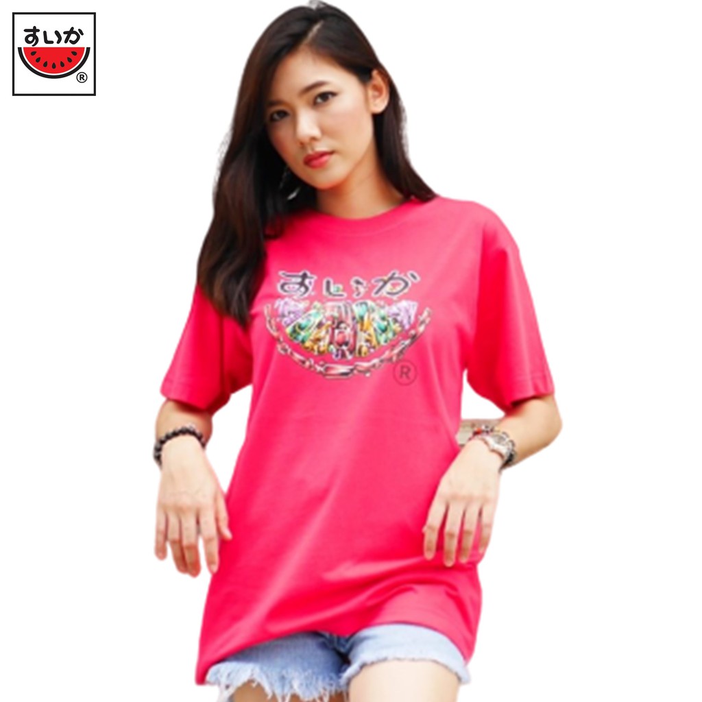 แตงโม (SUIKA) - เสื้อยืดคอกลม ลายอัญมณี สี แดง (Ruby)