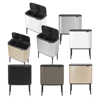 Brabantia ถังขยะ สแตนเลสแบบกด รุ่นทรงสี่เหลี่ยม 11+23ลิตร ขนาด2ช่อง Brabantia BO Touch Bin, with 2 Inner Bucket 11+23L