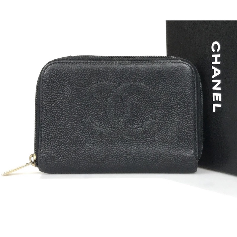 Chanel black caviar coin purse vintage
