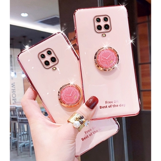 เคสมือถือกลิตเตอร์พร้อมแหวนนิ้วสําหรับ Xiaomi Redmi Note 9S 9 Pro Max 9A 9C Mi 10 Note Lite Redmi 10X Pro 5G K30 Ultra K30s