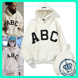 เสื้อกันหนาว มีฮู้ด ทรงหลวม พิมพ์ลาย ABC Flocking สไตล์เกาหลี สําหรับผู้หญิง