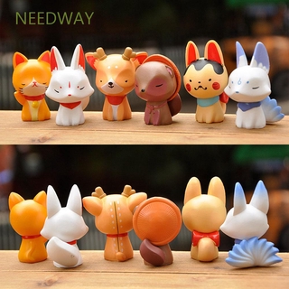 Needway 6 ชิ้น / ชุดฟิกเกอร์ตุ๊กตาสัตว์ขนาดเล็กสําหรับตกแต่งรถยนต์