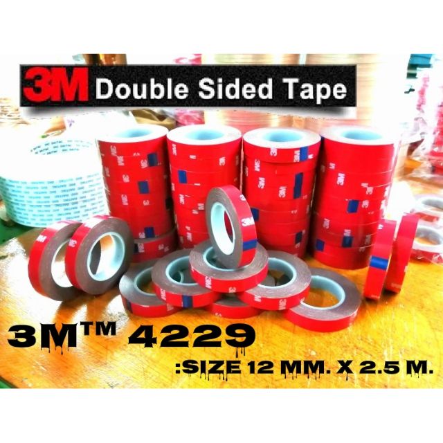 3M 4229 (ของแท้ 100%) เทปแดง กาวสองหน้า VHB โฟมเทปกาว 2 หน้า หนา 0.8 mm. Acrylic Foam VHB Tape สำหรับงานตกแต่งรถยนต์