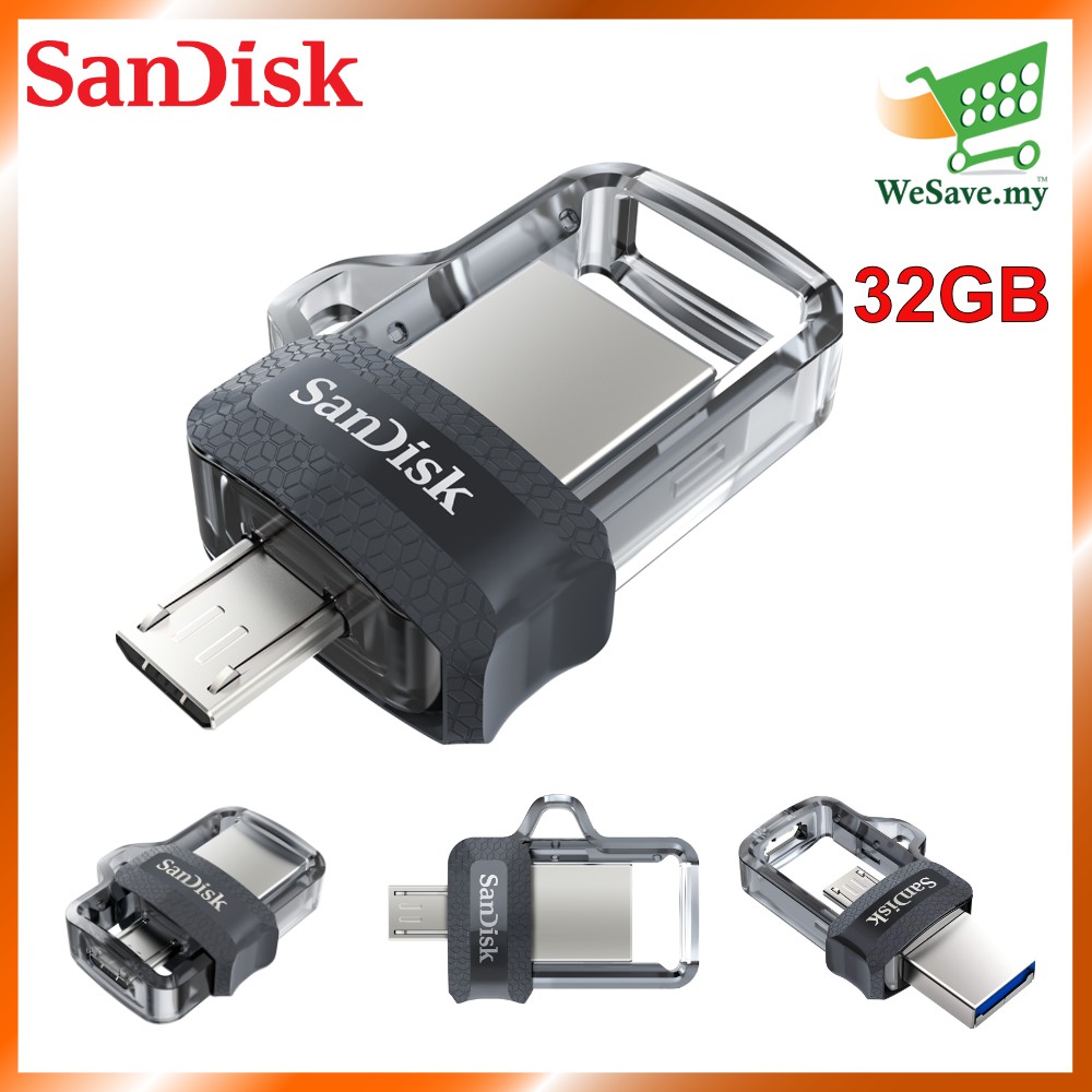 Sandisk Ultra Dual Flash Drive 32gb M3 0 Usb 3 0 Otg For Android And Computers Sddd3 032g