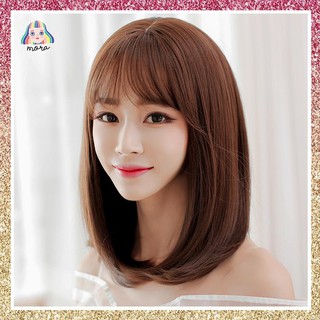 MORA วิกผม วิกผมสั้น วิกผมยาว วิกผมหน้าม้า ผมปลอม Wig วิกผมเกาหลี สี Deep Brown 45 CM