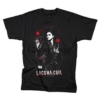 เสื้อยืดลําลอง แขนสั้น คอกลม พิมพ์ลาย Lacuna Coil Cristina hort สีดํา สําหรับผู้ชาย 950139S-5XL