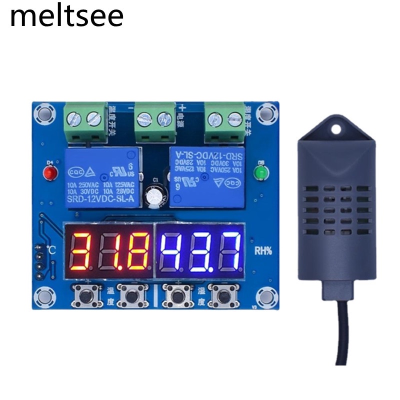 Xh-m452 โมดูลควบคุมอุณหภูมิ และความชื้น ความแม่นยําสูง DC 12V 10A ดิจิทัล LED เอาท์พุทคู่ พร้อมเซนเซ