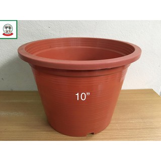 กระถางต้นไม้/กระถางต้นไม้พลาสติกสีส้ม/Orange Flower pot/Plant pot  10  inch