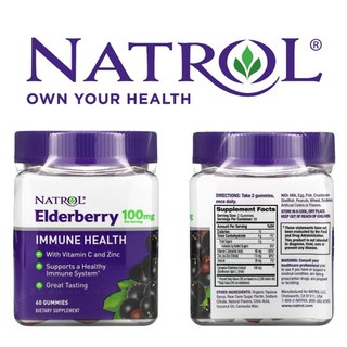 Natrol, Elderberry Immune Health, 100 mg, 60 Gummies